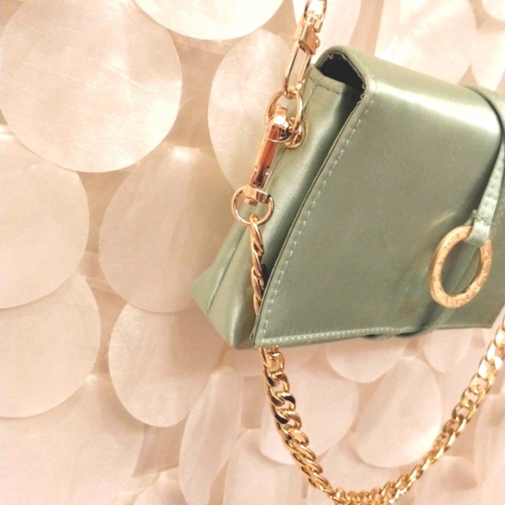 BVGARI with BOX CROSSBODY Authentic Satin Clutch Handbag w added 2 Gold … - Picture 16 of 16